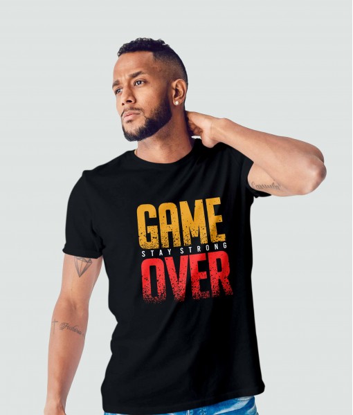 Мъжка тениска с щампа Текст и надписи GAME OVER Stay strong